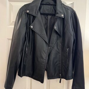 Max Studio Black Leather Moto Jacket